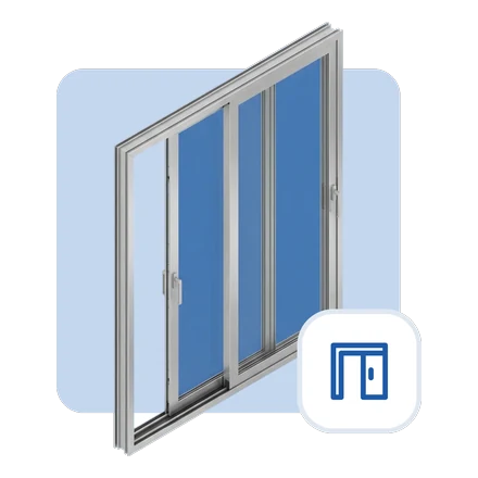 3D render of a white sliding door system