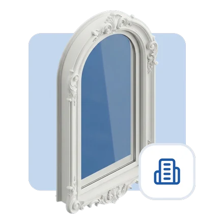 3D render of an arched villa window