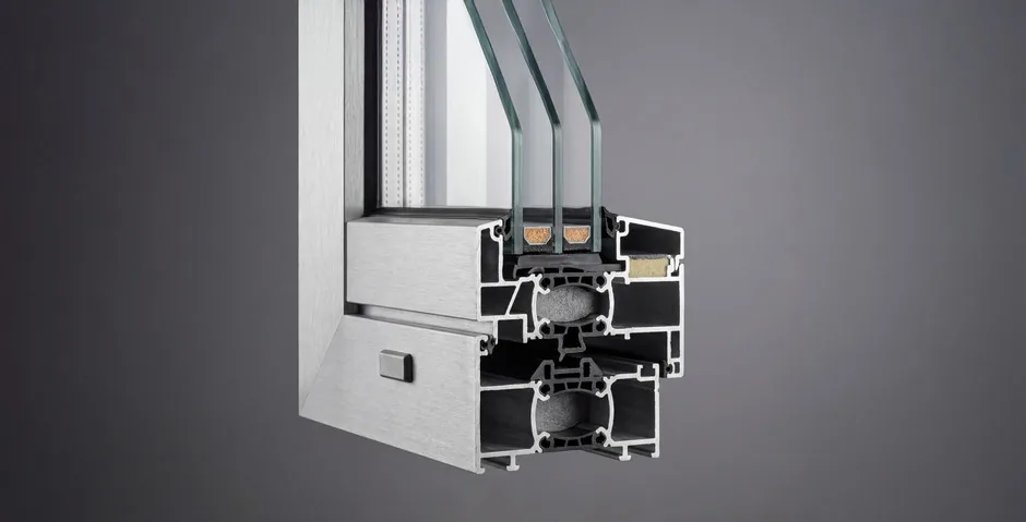 Cutaway of an aluminium window profile