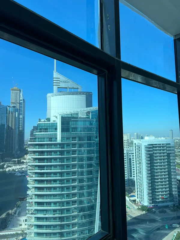 Repaired aluminium window in a Dubai apartment, refitted and sealed
