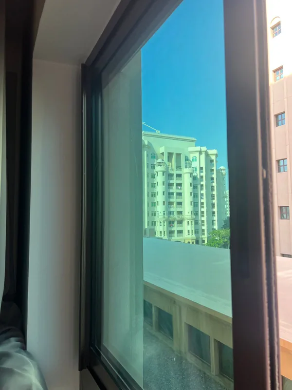 Refitted sliding window in a Dubai residence after repair